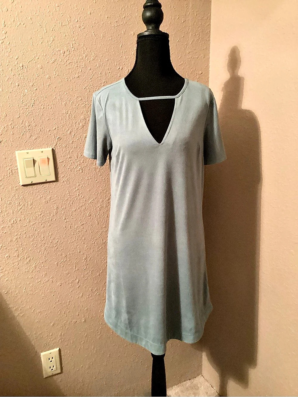 Leela & Lavender V-Neck Mini Suede Boho Western Dress